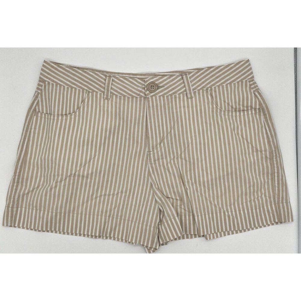womens Mix & Co. shorts, pinstripes tan/white, lightweight Medium